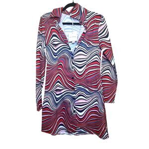 Love + Harmony Size Medium Shirt Dress Button Down Psychedelic Trippy Print NWT